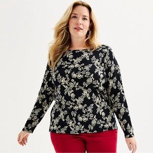Plus Size Croft & Barrow® Essential Crewneck Long Sleeve Tee size 2 X New